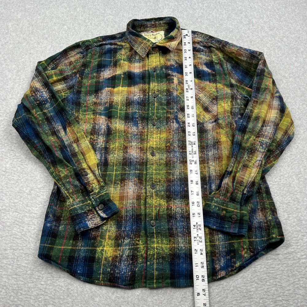 Angry Minnow Vintage Flannel Women's Small Green Plaid Bleached Minnesota Patch - Picture 6 of 10